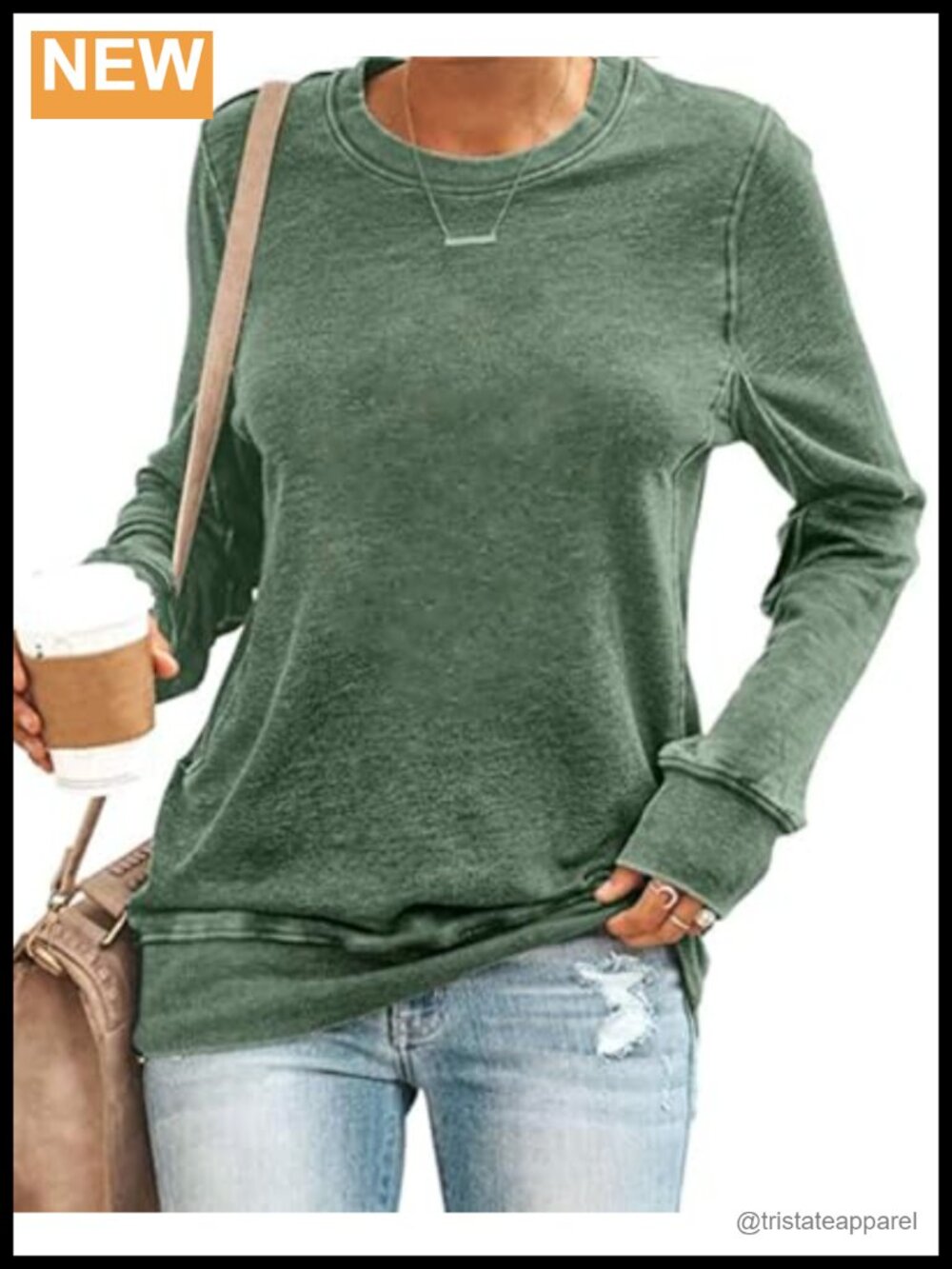 SENSERISE Womens Casual Crewneck Sweatshirt Long Sleeve Solid Color Soft